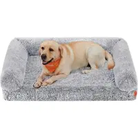 Feandrea FluffyHug XXL Lit pour grand chien, lit pour chien en mousse ondulée, housse lavable et amovible 122 x 85 x 24 cm, ombre grey