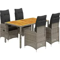 Syfax Ensemble de bistro de jardin 5 pcs coussins gris poly rotin