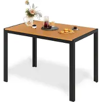 StarTech.com Outdoor Table à manger - Table de jardin en aluminium - 110×70×73 cm - Lamelles aspect bois 9,5×7 cm - Pour 6 personnes - Résistant aux intempéries - Rose