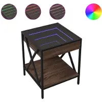Syfax Table basse avec LED Infinity chêne marron 40x40x49 cm