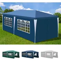Izrielar Pavillon 3 x 6m Tente de jardin étanche, protection UV 50+ Pavillons & Tentes de réception Tente de réception avec 4 côtés pour camping / jardin / mariage / plage,Bleu