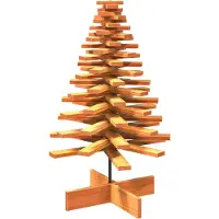 Syfax Arbre de Noël en bois pour décoration 100 cm bois de pin massif