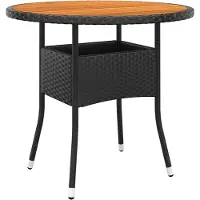 Prolenta Maison Exclusive - Table de jardin Ø 80 x 75 cm en bois d'acacia et polyrotin noir