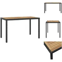 vidaXL Table de jardin noire et marron 123x60x74 cm Bois d'acacia massif - Tables de jardin
