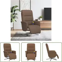 The Living Store Fauteuil de massage avec repose-pieds Marron Tissu
