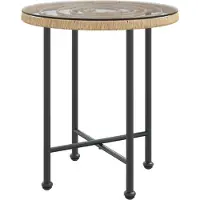 Syfax Table de salle à manger Ø50 cm Verre trempé et acier