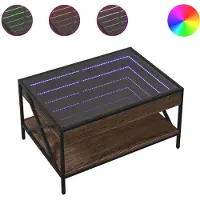 Syfax Table basse avec LED infini chêne marron 70x50x38 cm