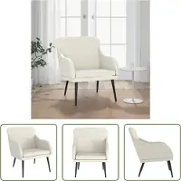 The Living Store Fauteuil Crème 63x76x80 cm Velours