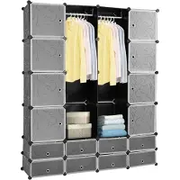 TolleTour Système d'étagères Armoire 16 cubes avec portes Étagère enfichable Vestiaire DIY 180 x 142 x 37 cm