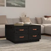 vidaXL Table basse noire 80x80x45 cm Pin massif - Table basse - Tables basses - Table d'appoint - Table de salon