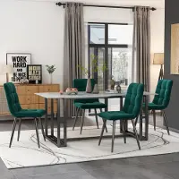 Merax Chaise de salle à manger , lot de 4 avec dossier, chaise de cuisine ergonomique rembourrée, vert