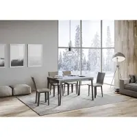 Itamoby - Table extensible 140/244x90 cm Rio gris béton pieds anthracite