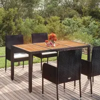 Prolenta Maison Exclusive - Table de jardin avec plateau en bois noir 150 x 90 x 75 cm en rotin synthétique