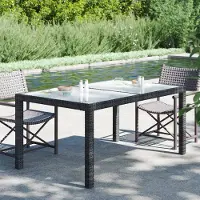 Prolenta Maison Exclusive - Table de jardin 150 x 90 x 75 cm, verre trempé, rotin synthétique noir