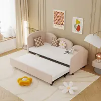 LVHOM Lit de jour 90x200cm avec lit extensible, Canapé-lit Housse en velours, Daybett Lit d'enfant Lit d'adolescent, Lit d'invité avec sommier à lattes, Rose