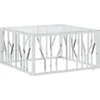 Syfax Table basse 80x80x40 cm acier inoxydable et verre