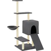 Syfax Arbre à chat avec griffoirs en sisal gris foncé 130,5 cm