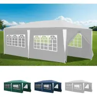 Jayseuw Pavillon 3x6m, chapiteau de jardin étanche, protection UV, avec 5 parties latérales et 1 entrée, pour jardin terrasse fête, blanc