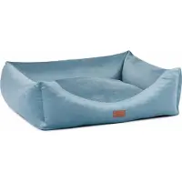 Adgo Lit pour chien Oaza Velvet avec rebord, lit pour animaux, lit, lit au sol, coussin pour chien, canapé pour chien, lit pour chat, panier pour chien, canapé pour chien, L (80 x 60, turquoise)
