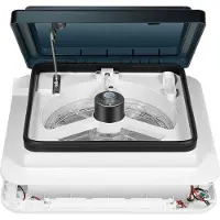 StarTech.com Camping-car/caravane - Ventilateur de toit - 12 V - IP68 étanche - Silencieux 20-65 dB - Flux d'air réversible - 4 éclairages LED - Découpe 28 × 28 cm - Blanc