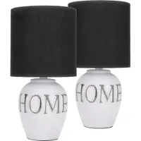 Ed Brubaker Lot de 2 lampes de table ou de chevet Home - Lampes de table avec pied en céramique et abat-jour en tissu - 32,5 cm de hauteur, Blanc Gris
