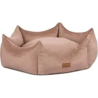 Adgo La villa 75 x 38 x 20 cm, lit pour chien avec rebord, lit pour animal domestique, lit, lit au sol, coussin pour chien, canapé pour chien, lit pour chat, panier pour chien (velours/marron)