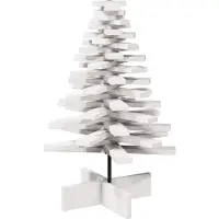 Syfax Arbre de Noël en bois pour décoration blanc 80 cm pin massif