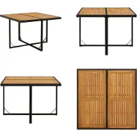 vidaXL Table de jardin noire 109x107x74cm Poly Rotin Acacia massif - Table de jardin - Tables - Table à manger