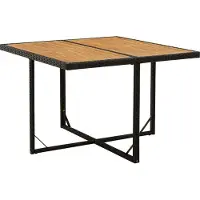 Prolenta Maison Exclusive - Table de jardin noire 109 x 107 x 74 cm en rotin synthétique et bois massif d'acacia