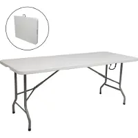 FCH Table de jardin pliante 183 x 76 x 74cm Table pliante Table de buffet de camping avec poignée de transport