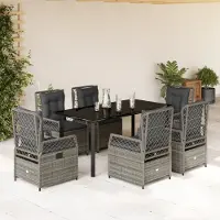 Prolenta Maison Exclusive - Ensemble à manger de jardin et coussins 7 pcs gris rotin