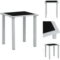 vidaXL Table de jardin noir et argent 41x41x45 cm Acier et verre - Tables de jardin