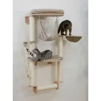 Kerbl Arbre à Chat Mural Dolomit Grappa Pro , H 138 cm, Taupe, Sisal, Ø 9 cm