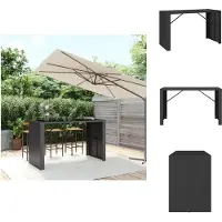 vidaXL Table de bar avec plateau en verre noir 185x80x110 cm Poly rotin - Tables de jardin