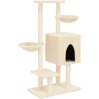 vidaXL Arbre à chat avec colonnes à griffer en sisal Crème 117 cm