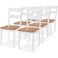 The Living Store Chaises de salle à manger 6 pièces Hévéa Bois massif Blanc