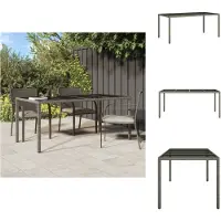 vidaXL Table de jardin Gris 190x90x75 cm Verre trempé et poly rotin - Tables de jardin