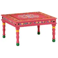 Syfax Table basse rose bois de manguier massif peint à la main