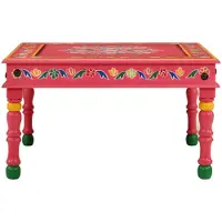 Syfax Table basse rose bois de manguier massif peint à la main
