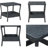 vidaXL Table de jardin gris foncé 45x45x46,5 cm Poly Rotin - Table de jardin - Tables - Tables