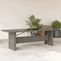 Prolenta Maison Exclusive - Table de jardin avec plateau en verre gris 240x90x75 cm Poly Rotin