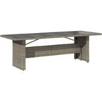 Syfax Table de jardin dessus en verre Gris 240x90x75cm Résine tressée