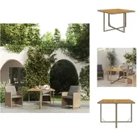 vidaXL Table de jardin Beige 109x107x74 cm Poly Rotin & Bois Massif Acacia - Tables de jardin