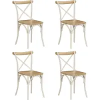 Syfax Chaises à dossier croisé lot de 4 blanc bois de manguier massif
