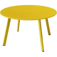 Merkloos Table basse de terrasse, table d'extérieur, table de balcon, acier premium, montage facile, table d'appoint pour l'extérieur, l'intérieur, le salon, le bureau (jaune soufre)