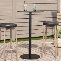 Prolenta Maison Exclusive - Table de jardin ronde noire Ø60x105 cm en acier