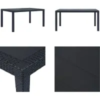 vidaXL Table de jardin Anthracite 150 x 90 x 72 cm Plastique Aspect rotin - Table de jardin - Table d'extérieur - Outdoor Tables
