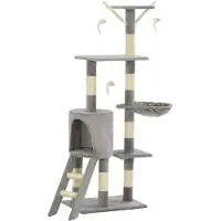 Syfax Arbre à chat avec griffoirs en sisal 138 cm Gris