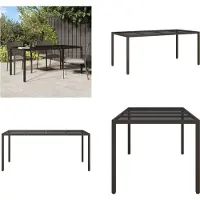 vidaXL Table de jardin Marron 190x90x75 cm Verre trempé et poly rotin - Table de jardin - Tables - Tables