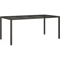 Syfax Table de jardin Marron 190x90x75 cm Verre trempé/résine tressée